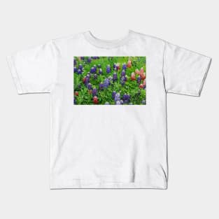 Field of Multicolored Bluebonnets Kids T-Shirt